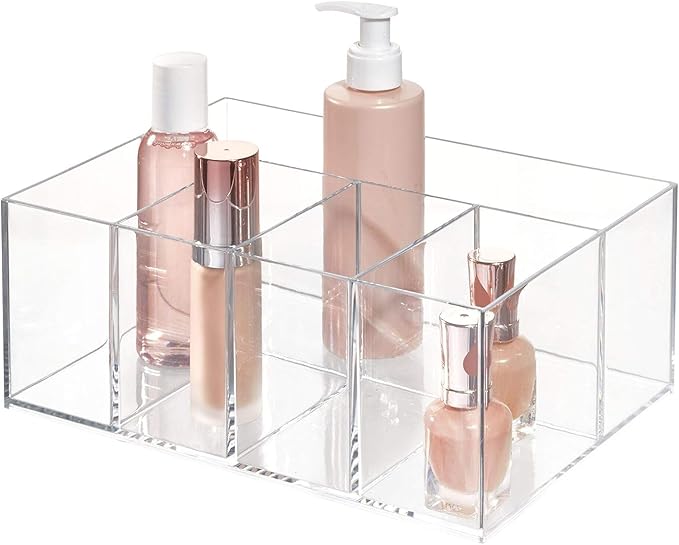 iDesign 5-Section Divided Vanity Organizer for Cosmetic Storage - Clear