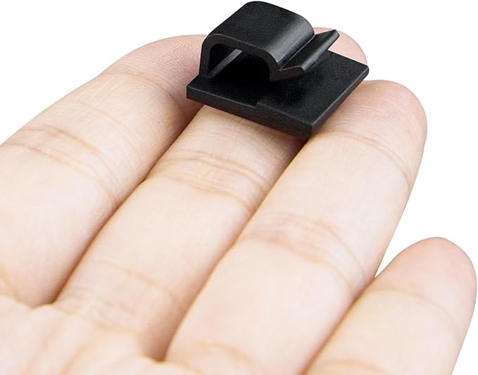 SOULWIT 50 Pcs Self Adhesive Cable Management Clips, Cable Organizers Sticky Wire Clips Cord Holder for TV PC Laptop Ethernet Cable Desktop Home Office (Black)
