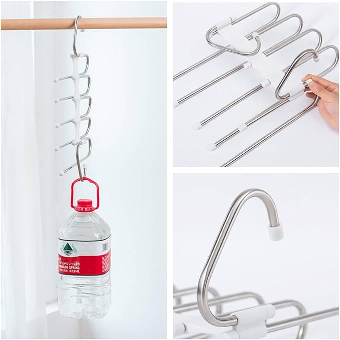 Pants Hangers 2 Pack Space Saving Metal Closet Organizer, Clothes Pants Hangers