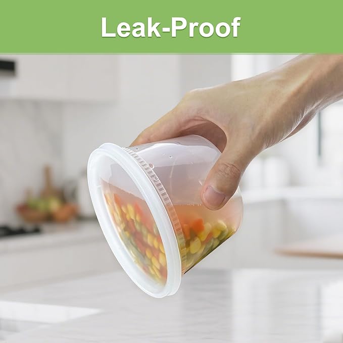 60 Sets (120-Piece) Deli Containers with Lids 16 oz