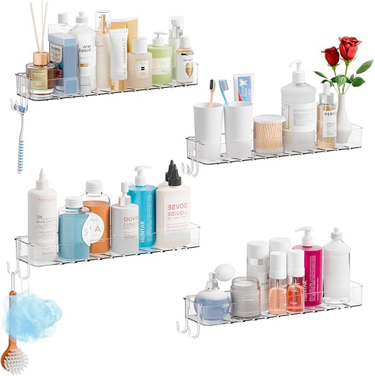 4 Pack in Shower Organizers, Adhesive Shower Caddy, Clear