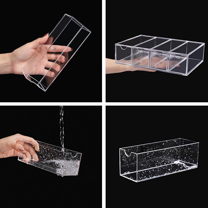 Acrylic Stackable Drawer Organizer with 4 Clear Drawers for Bathroom & Vanity Makeup Storage