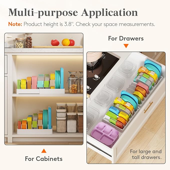 Kitchen Cabinet Organizer for Food Contanier Lid, 9.8"-17"