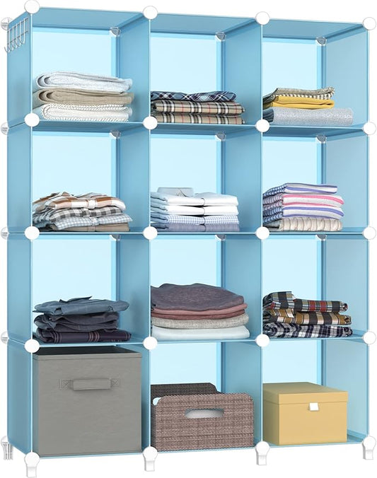 Closet Organizer, 12-Cube Closet Organizers and Storage, Blue