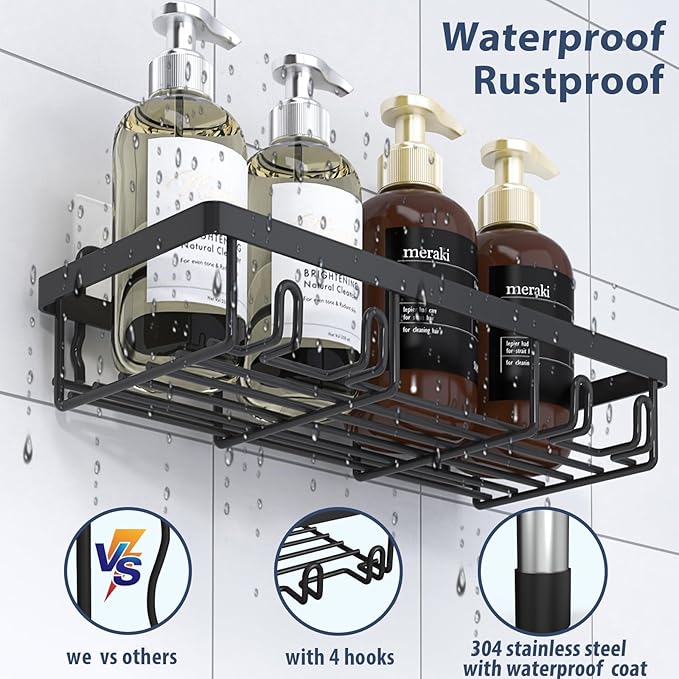 5 Pack Shower Caddy Organizer Rack Shelf for Inside Shower, Black.