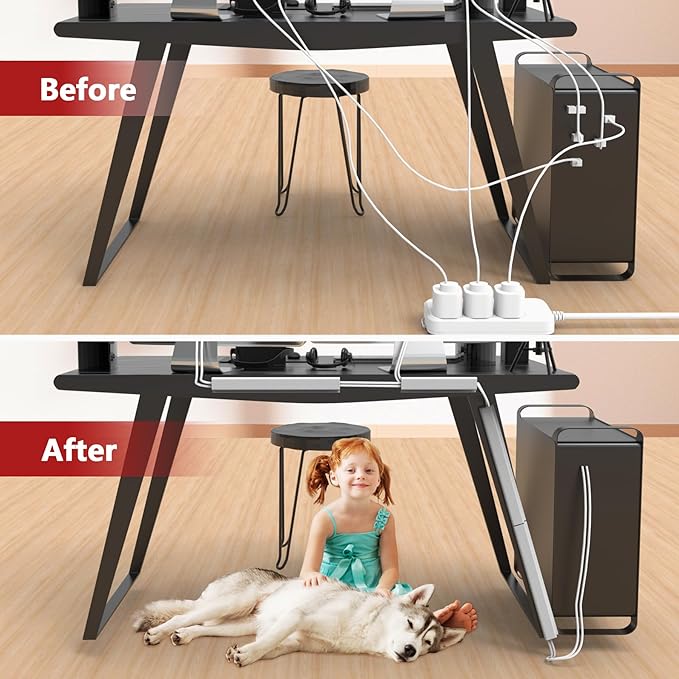 Under Desk Cable Management, 15.7 in Computer Cable Management Black