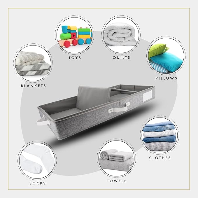 THEORY 2pc Low Profile Under Bed Storage Containers, LightGray