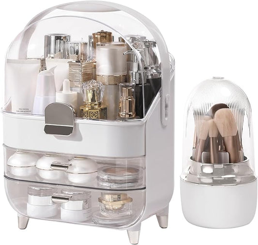 Makeup Organizer Countertop, Skincare Bathroom Counter Organizer, Sliver