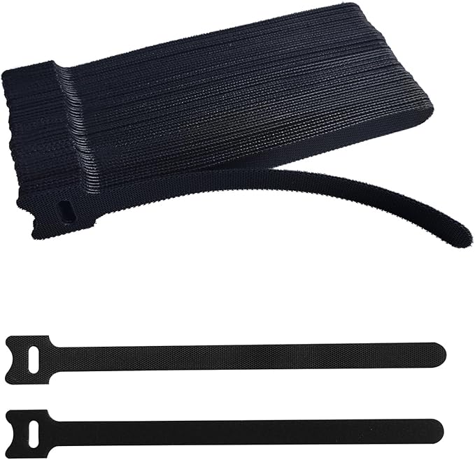 8 Inches Black Reusable Cable Ties, Multi-purpose Adjustable Cord Straps