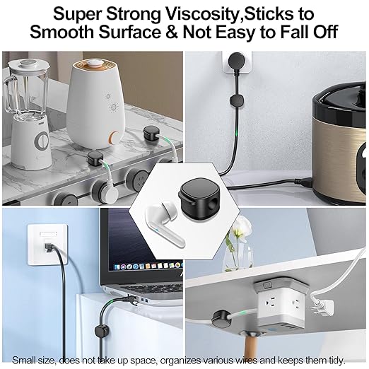 12 Pack,Magnetic Cable Clips & Silicon Cable Ties,[Cable Smooth Adjustable Under Desk Organizer],Cable Management,Cord Holder-Desk Stand Cable Organizer Holding,Adhesive for Home Cable Keeper