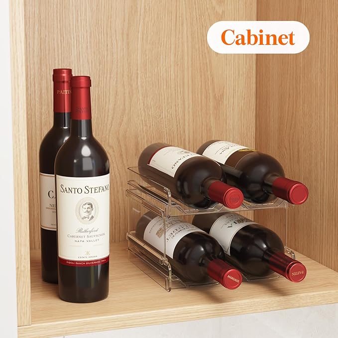 Lifewit Plastic Stackable Wine Rack for refrigerator, Cabinet, Countertop,Wine Bottle Holder, Water Bottle Organizer for Fridge, Pantry, Hold 12 Bottles