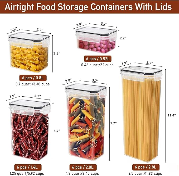 Airtight Food Storage Containers Set with Lids, 30 pack