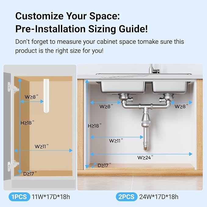 Under Sink Organizer, Bathroom Organizers and Storage, 2PCS