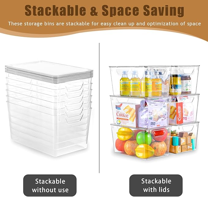 6 Pack Clear Storage Bins with Lids