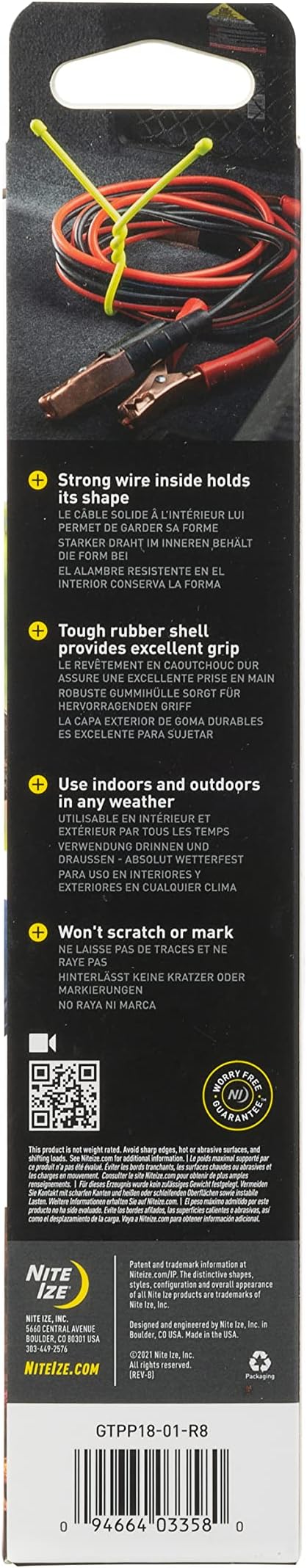 Nite Ize Gear Tie Original ProPacks - Reusable Rubber Twist Ties for Indoor & Outdoor Use - Bendable Wire Interior - Durable Rubber Exterior - Secure Grip - Black, 18" (6 Pack)