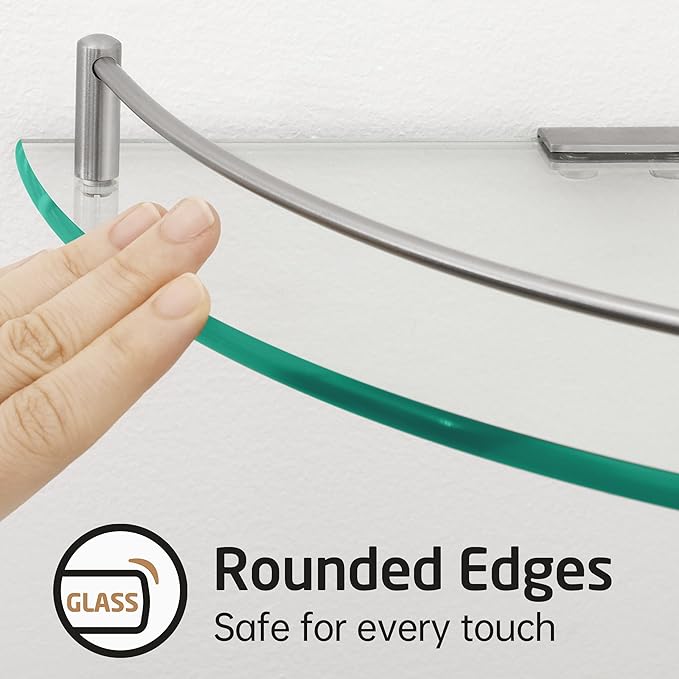 Glass Corner Shelf for Bathroom Corner Shelf 2 Pack Tempered Glass Shelf