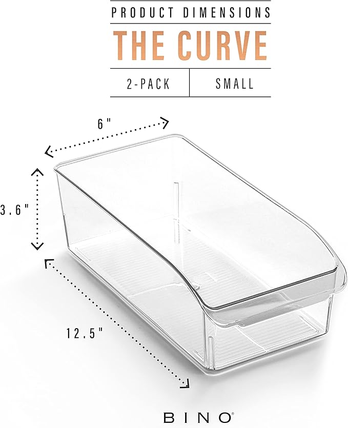 Plastic Storage Bins, Small, THE CURVE COLLECTION, Pantry Organization