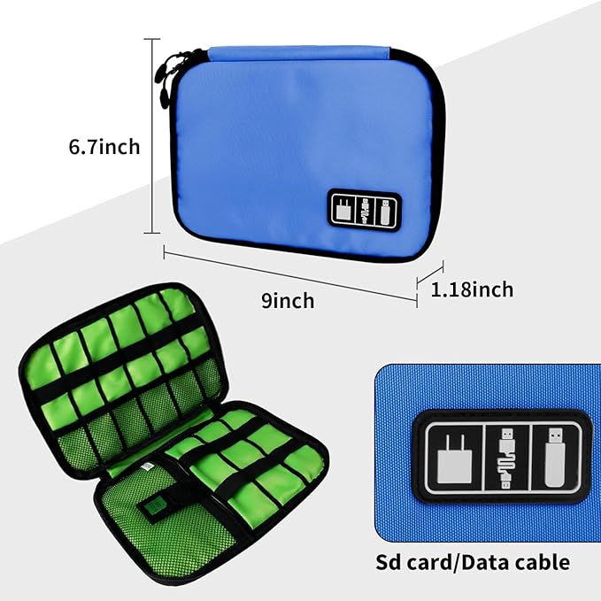 Lcsmaokin Electronics Organizer Travel Case,Electronic Accessories Storage Bag,Portable Waterproof Cable Organizer Bag,Travel Cord Organizer Bags for Small Charging Cord Storage,SD Card-Royal Blue