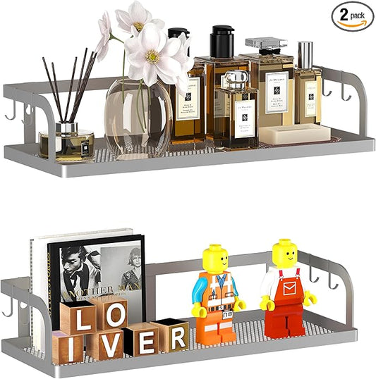 2-Pack Wide Hollowout Shower Caddy & Spice Rack