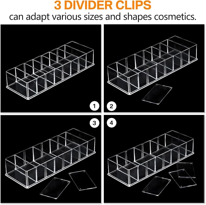 1 Pcs Acrylic Makeup Compact Organizer Detachable 8 Spaces Clear Vanity Drawer