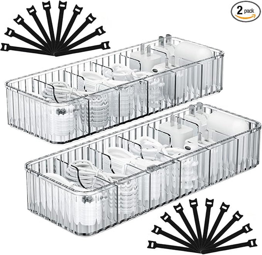 Cable Storage Boxes Organizers 2 Pack