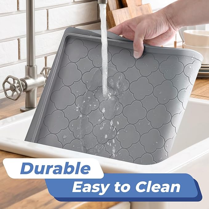 Jin&Bao Waterproof Under Sink Mat 31" x 19", Thick Silicone Mat Cabinet Protector for Kitchen and Bathroom, Shelf Liner, Home Organizer and Storage, Multipurpose Tray for Gadgets and Essentials