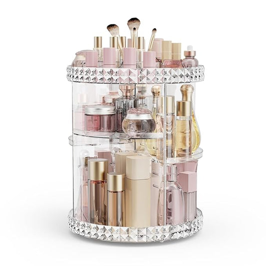 Rotating Makeup Organizer, 360° Spinning Skincare Organizers, Clear