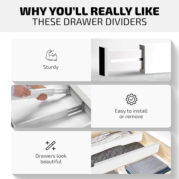 4-Pack Drawer Dividers, 2.6 Inches High