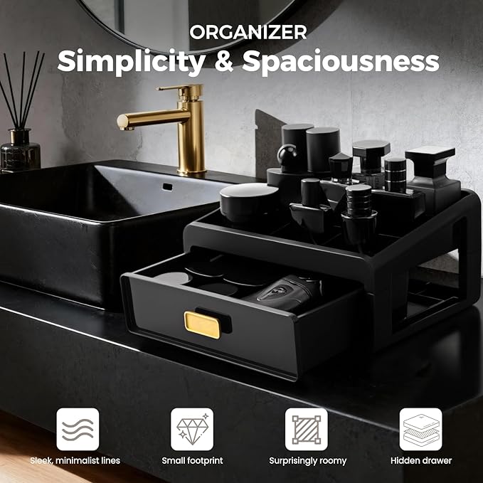 EHORIA Organizer For Men,Bathroom Organizers,Cologne Organizer,Dresser Organizers,Bathroom Sink Organizer,Counter Storage,Cologne Stand,Drawer Perfume Display Holder,Gifts for Mens(BLACK)