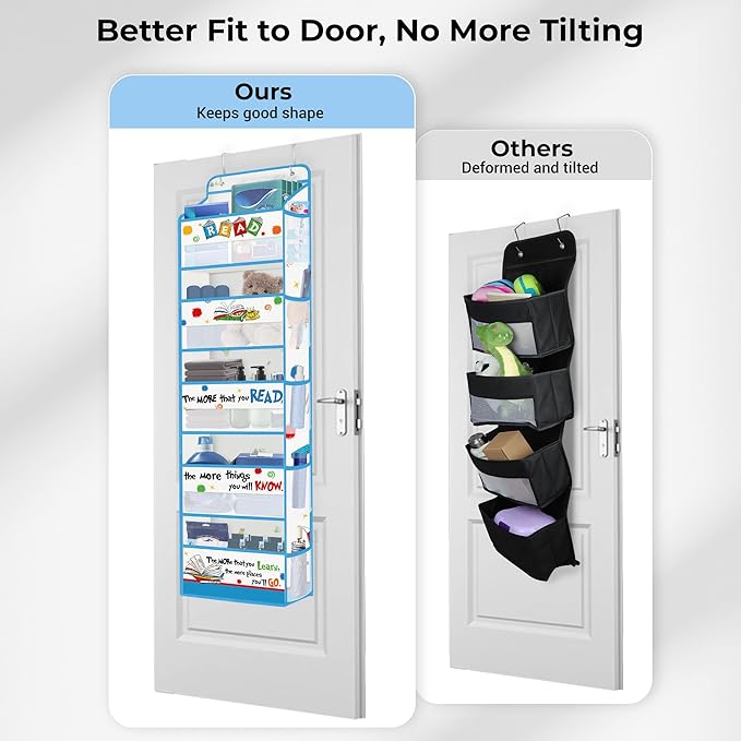 Clastyle Dr Read Quotes Over the Door Organizer with Clear Window Mesh Pocket 44 lbs Weight Capacity Nursery Hanging Shelf for Diaper Toy Closet Door Storage for Bedroom Bathroom Pantry