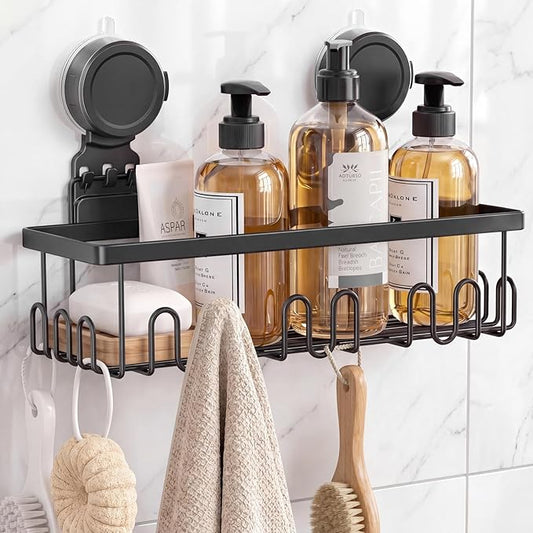 Shower Caddy Suction Cup, Powerful Suction Storage Shelf Holds Up to 40 lbs