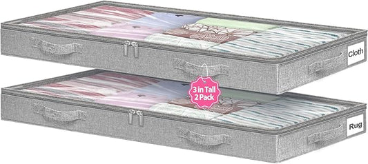 3-Inch High Under Bed Storage Containers, Low Profile Underbed Bins