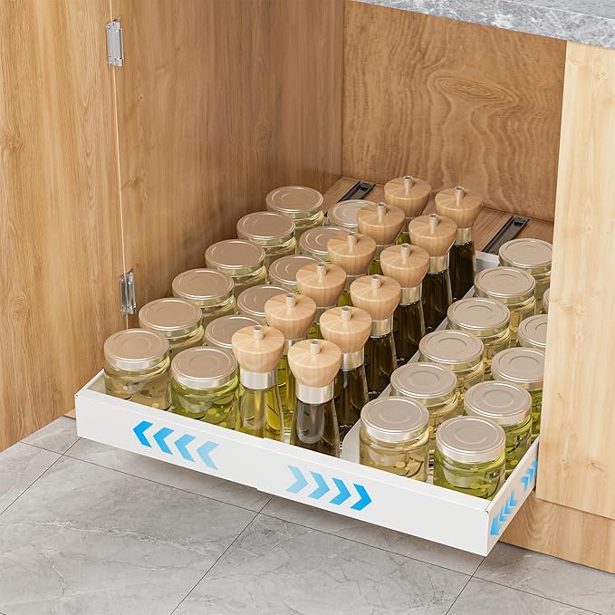 Pull Out Cabinet Organizer Expandable Width(12.2"-20.47") & 21"Deep