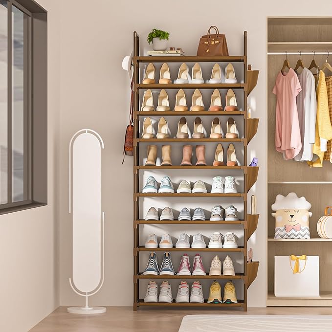 Tall Shoe Rack, 10 Tier Organizer for Closet, 30-35 Pairs