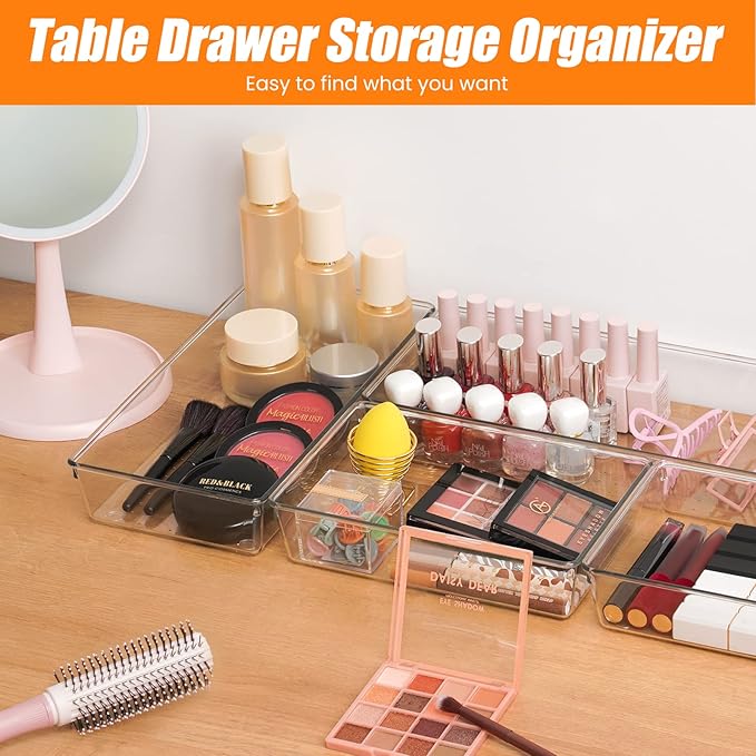 18 Pcs Large Size Clear Drawer Organizer Set