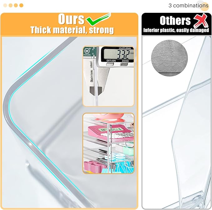 Acrylic 3 Pack Desk Organizers and Accessories