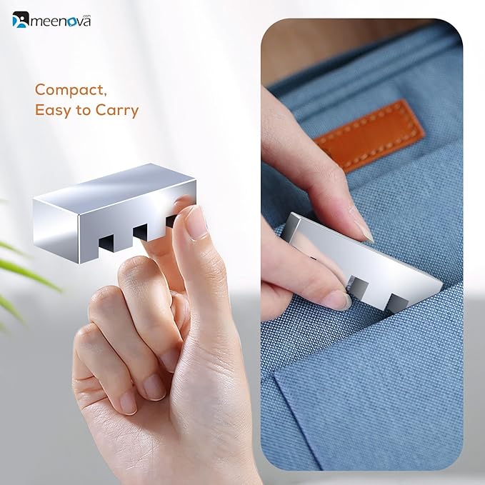 Meenova 304 Stainless Steel Weighted Cord Holder for Nightstand, Paper Weight, Letter Paperweight, 3 Hole Design, Aesthetic Desk Accessory for Office Computer Desk Charger Metal Charging Cable Holder