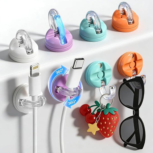 Magnetic Cable Clips, 8 Pack 360° Rotatable Cord Organizer