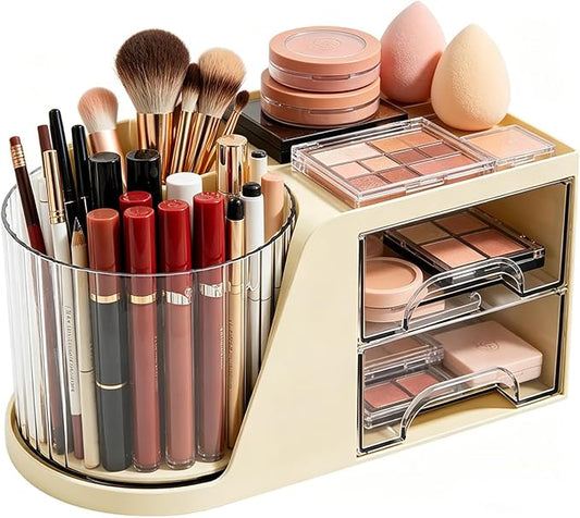 360 Rotating Makeup Organizer with 2 Drawers