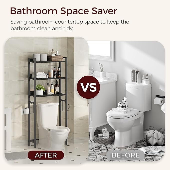 Over The Toilet Storage Rack, Black TSBK6001