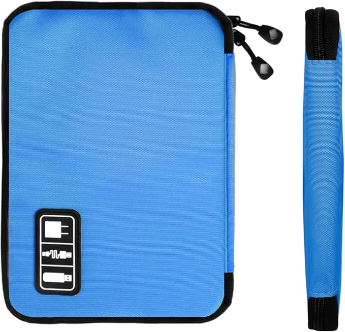 Lcsmaokin Electronics Travel Organizer,Portable Waterproof Electronic Travel Storage Bag for Small Charging Cord Storage,Charger,SD Card etc,for Travel,Business- Blue Green