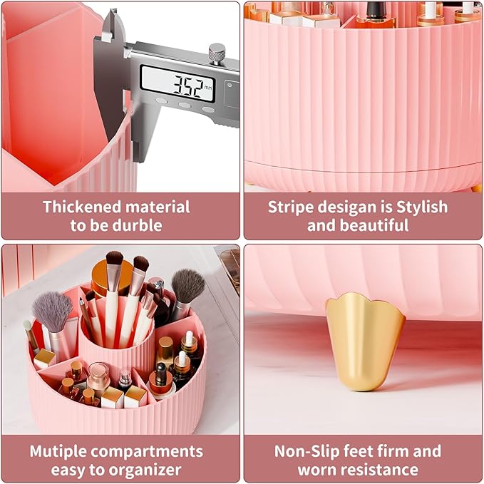 Fanado 360° Rotate Makeup Brush Holder Organizer, Pink