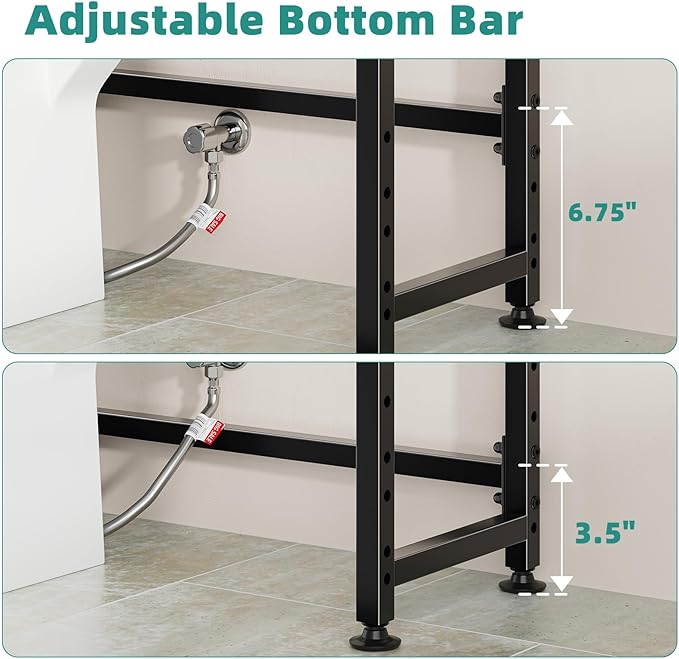 Simple Trending 8 Tier Over The Toilet Storage with Side Rack, Bathroom Organizer Metal Shelves for Towels, Black