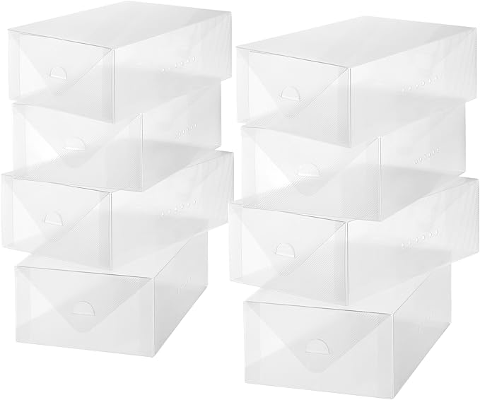 Whitmor Clear-Vue Men's Shoe Box - Heavy Duty Stackable Shoe Storage - Clear - Set of 8
