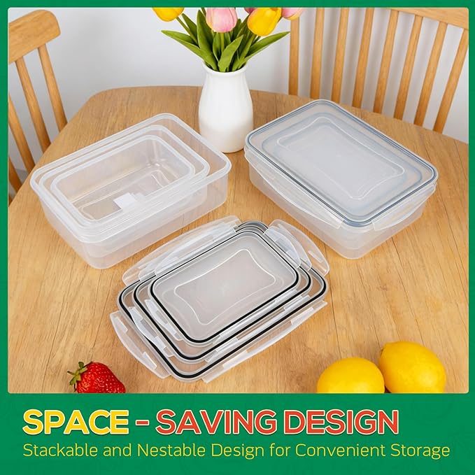 6 Pack Large Food Storage Containers with Lids (85oz/50oz/34oz) –BPA-Free