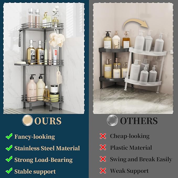 Corner Shower Caddy Standing, Grey