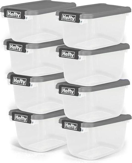 6.5 Qt Flat-Lid Storage Bin with Lid, Stackable Plastic Storage Container