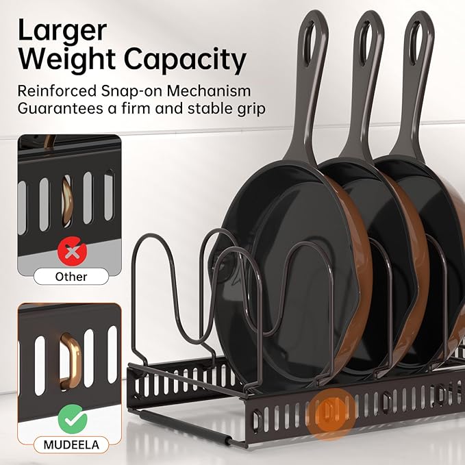 Pots and Pans Organizer Rack for under Cabinet, Bronze