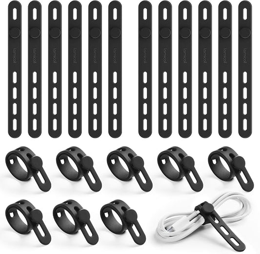 20Pack Silicone Cable Ties, Office Desk Organizer Accessories