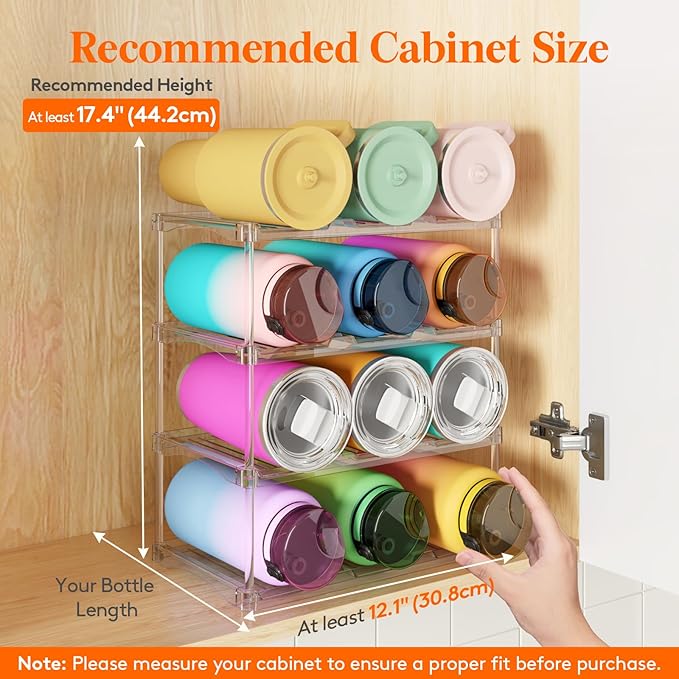 Stackable Bottle Storage Organizer, 4Tier Hold 12